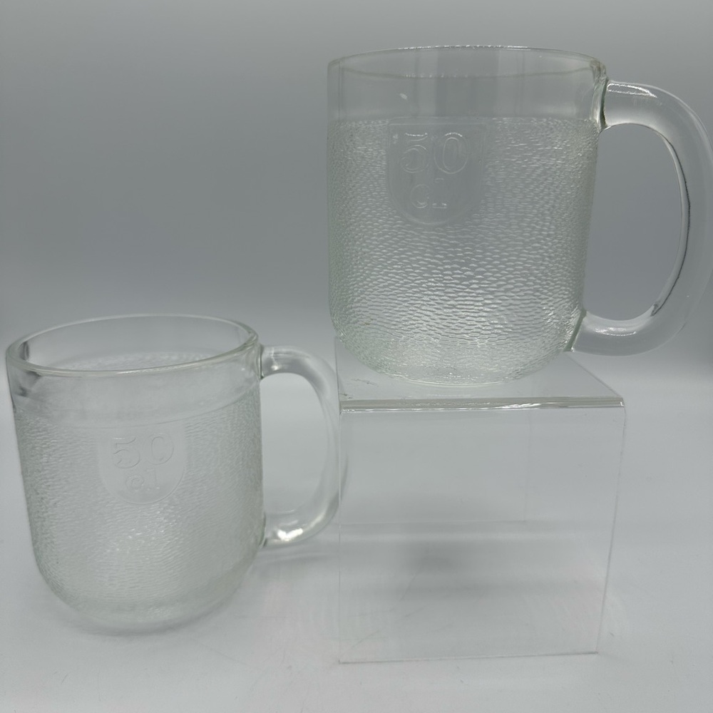 Oiva Toikka/Nuutajarvi, Krouvi 50CL Littala Textured Glas Beer Mug Finland Qty 2